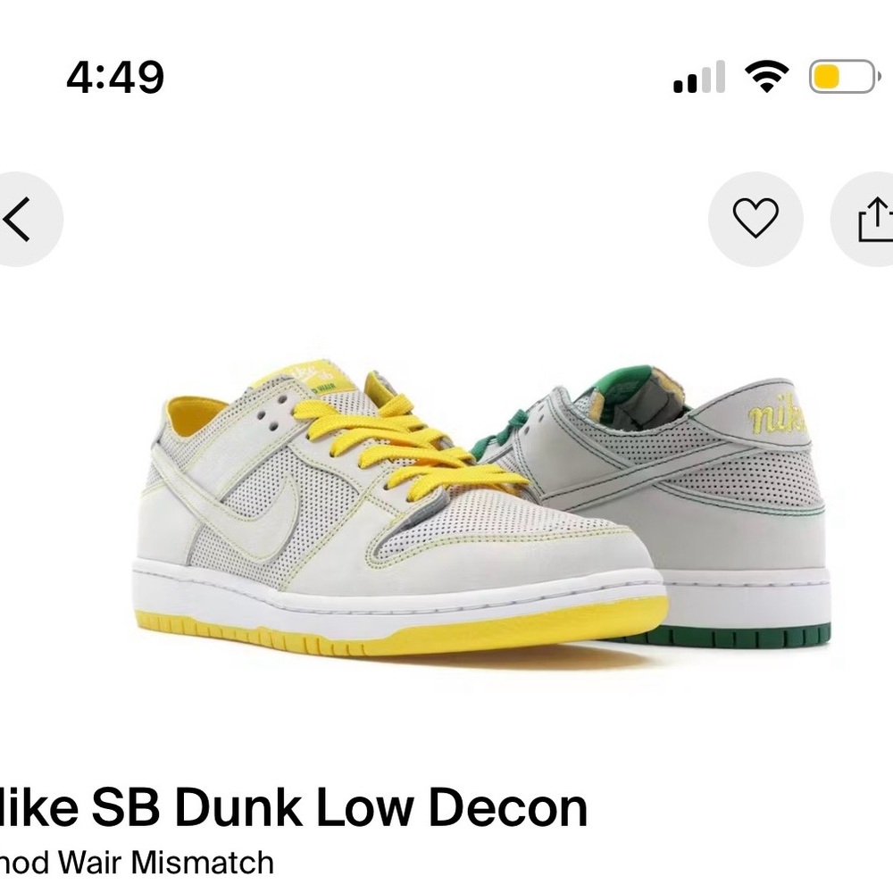 Nike SB Dunk Low Decon Shoes - Yellow and Green Ishod Wair Mismatch